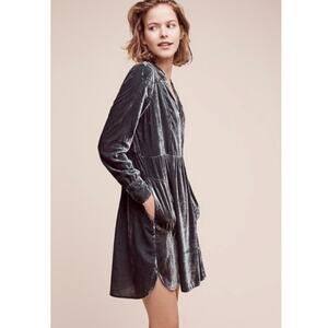 Anthropologie Holding Horses Green Velvet Dress SZ S